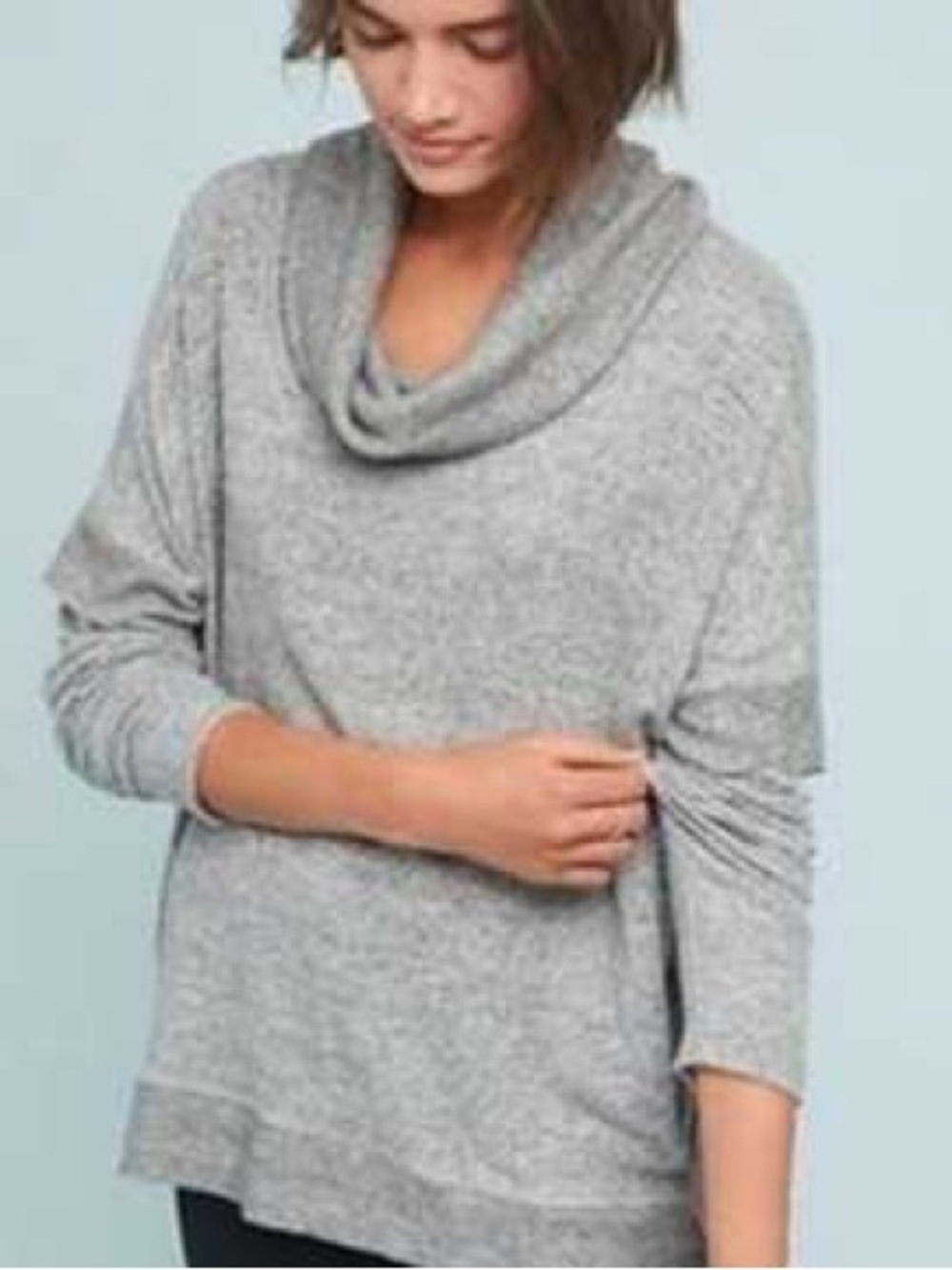 Anthropologie Postmark Lassen Cowl Neck Gray Sweater Size Small Oversized